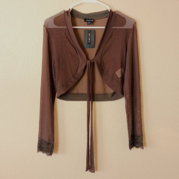Ronen Chen NWT Designer Minimalist Sheer Mesh Tie Front Fairycore Cardigan - Picture 1 of 8